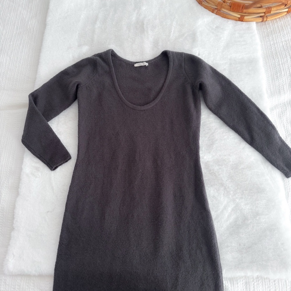 AYR Organic Cotton Long Midi Sweater Dress Dark Gray - Picture 7 of 11